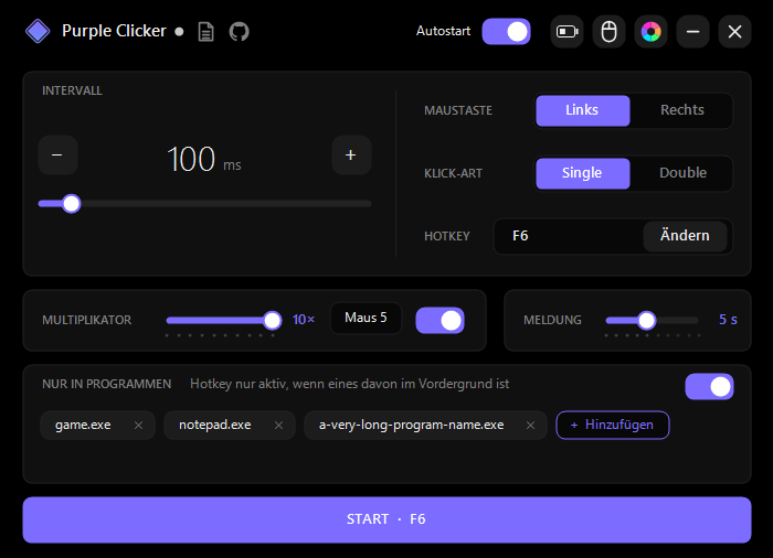 Purple Clicker main window